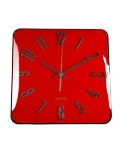 RELOJ CUADRADO ROJO 31CM.