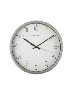 RELOJ DE PARED PUNTOS PLATEADO