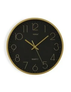 RELOJ DE PARED NEGRO/DORADO