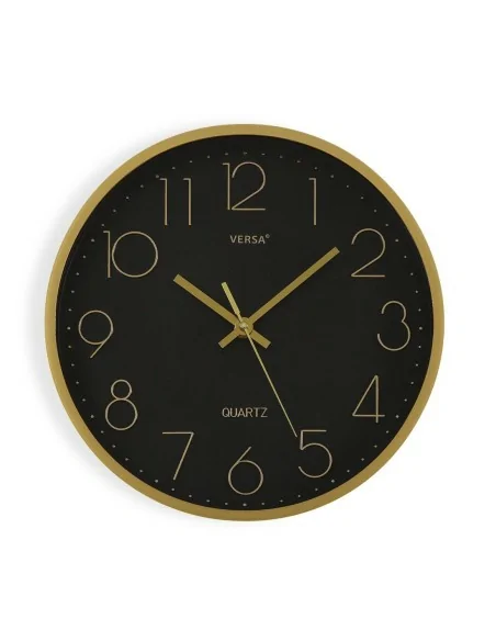RELOJ DE PARED NEGRO/DORADO