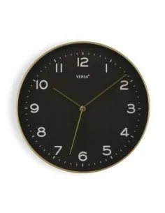 RELOJ NEGRO MARCO DORADO