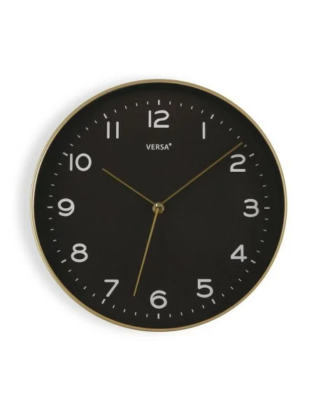 RELOJ NEGRO MARCO DORADO