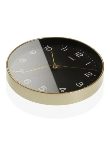 RELOJ NEGRO MARCO DORADO