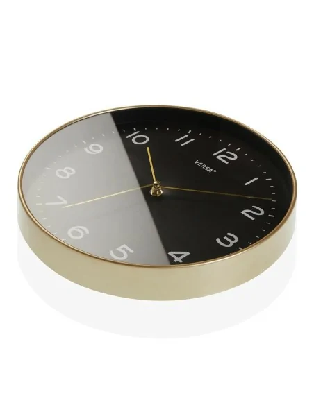 RELOJ NEGRO MARCO DORADO