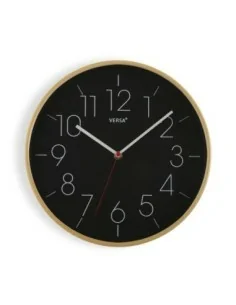 RELOJ NEGRO ACABADO MADERA