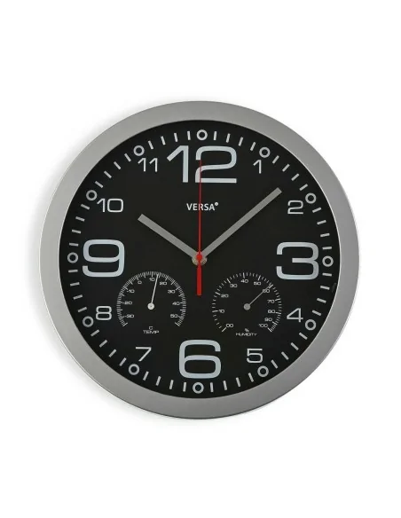 RELOJ NEGRO C/TERMOM- HIGROM.