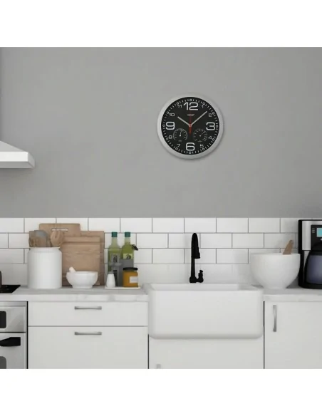 RELOJ NEGRO C/TERMOM- HIGROM.