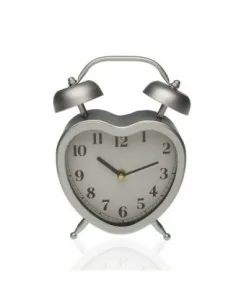 RELOJ MESA CORAZON PLATA