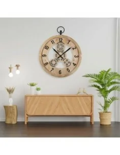 RELOJ PARED MADERA Y METAL 60 2
