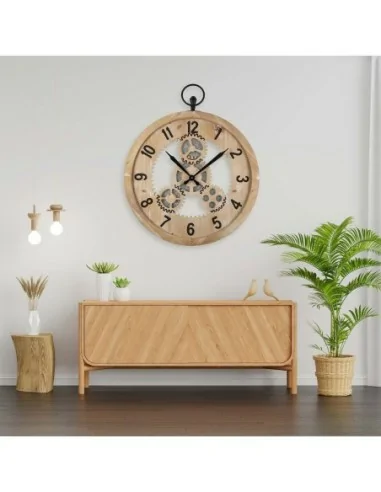 RELOJ PARED MADERA Y METAL 60
