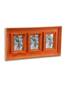 PORTAFOTOS 3 VENTANAS NARANJA