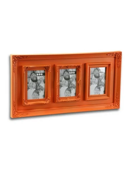 PORTAFOTOS 3 VENTANAS NARANJA