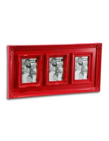 PORTAFOTOS 3 VENTANAS ROJO