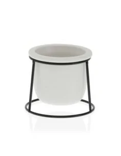 MACETA BLANCA C/ BASE METAL