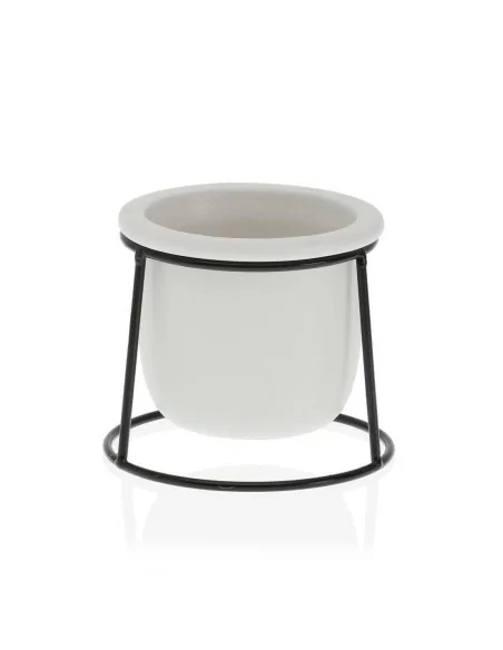 MACETA BLANCA C/ BASE METAL