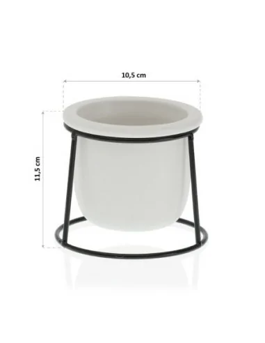 MACETA BLANCA C/ BASE METAL