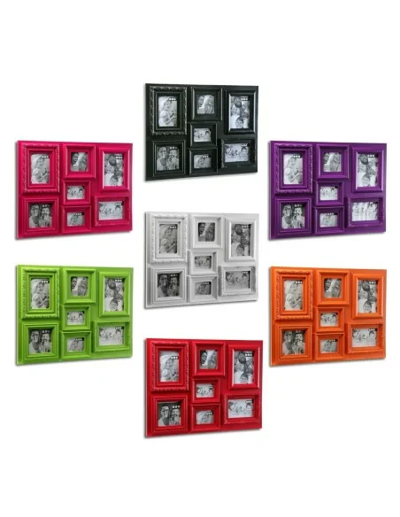 PORTAFOTOS 7 VENTANAS FUCSIA