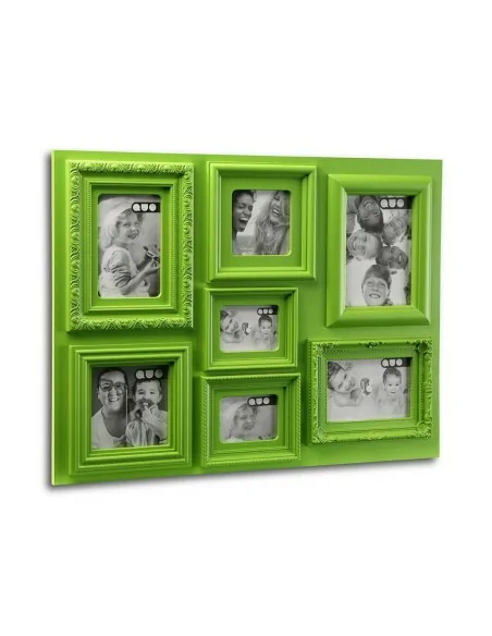 PORTAFOTOS 7 VENTANAS VERDE