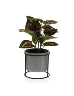 MACETA GRIS C/ BASE METAL 2