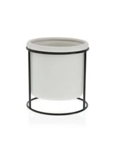 MACETA BLANCA C/ BASE METAL