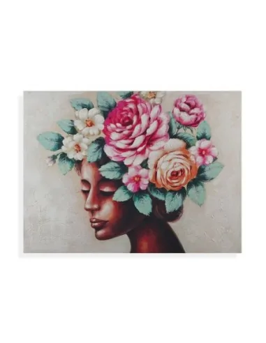 CUADRO MUJER CON FLORES AFRICA