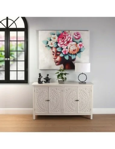 CUADRO MUJER CON FLORES AFRICA