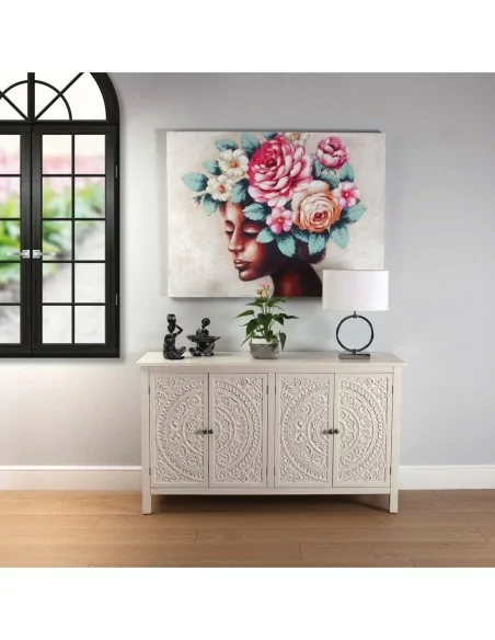 CUADRO MUJER CON FLORES AFRICA