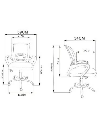 Silla de Oficina Modelo Perks Medidas