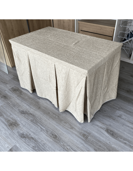 Ropa chenilla 8  pliegues Beige con costura reforzada