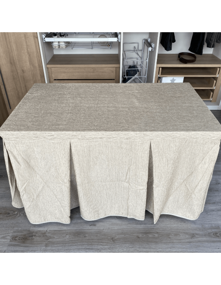 Ropa chenilla 8  pliegues Beige con costura reforzada