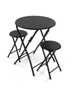 JUEGO MESA Y DOS SILLAS NEGRO