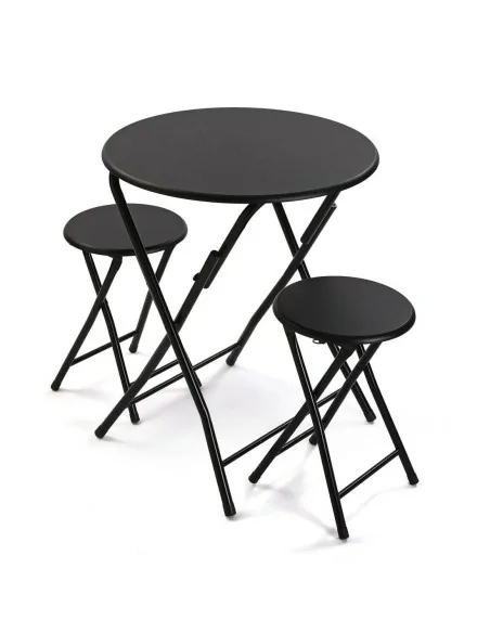 JUEGO MESA Y DOS SILLAS NEGRO