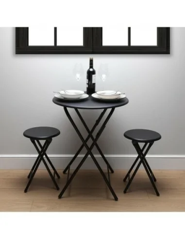 JUEGO MESA Y DOS SILLAS NEGRO