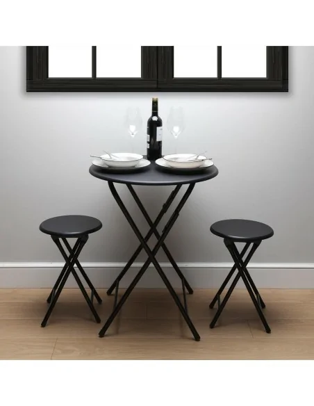JUEGO MESA Y DOS SILLAS NEGRO