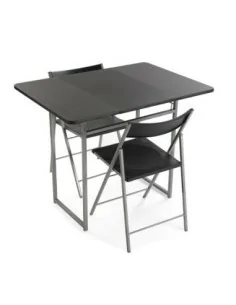 MESA PLEG.+2 SILLAS NEGRA