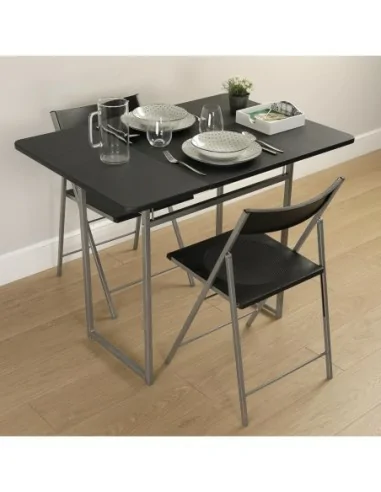 MESA PLEG.+2 SILLAS NEGRA