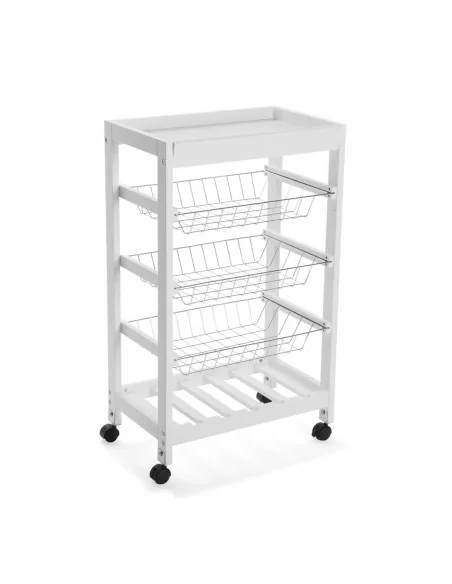 CARRO C/ RUEDAS 3 CESTAS BLANC