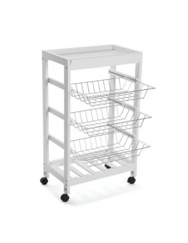 CARRO C/ RUEDAS 3 CESTAS BLANC
