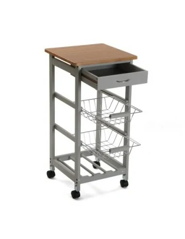 CARRO C/ RUEDAS 2 CESTAS GRIS