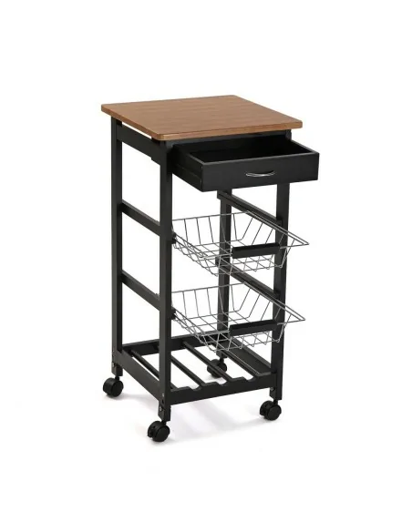 CARRO C/ RUEDAS 2 CESTAS NEGRO