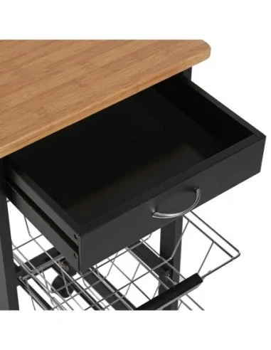 CARRO C/ RUEDAS 2 CESTAS NEGRO