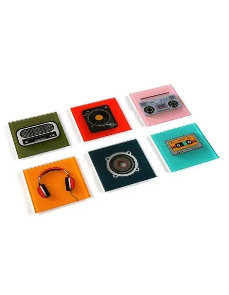 SET 6 POSAVASOS MUSIC C/SOPORT