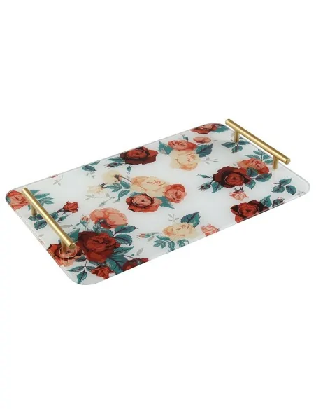 BANDEJA CRISTAL ROSAS