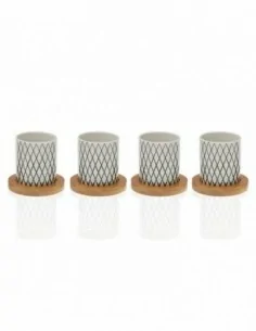 SET 4 TAZAS TE CON BASE BAMBU