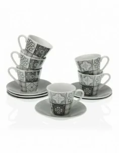 SET 6 TAZAS CAFE GREY MOSAIC