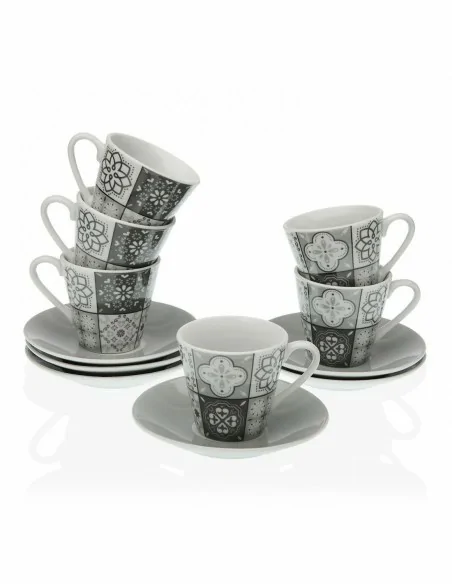 SET 6 TAZAS CAFE GREY MOSAIC