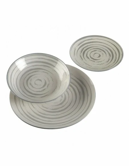 VAJILLA 18 PIEZAS ESPIRAL GRIS