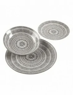 VAJILLA 18 PIEZAS SPIN GRIS