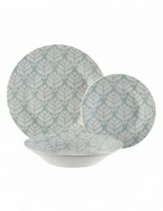 VAJILLA 18P. LEAFS ICE BLUE