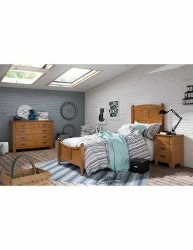 Dormitorio juvenil a medida diseño rustico colonial barnizado o lacado cama nido compacto comoda a juego armario (3)